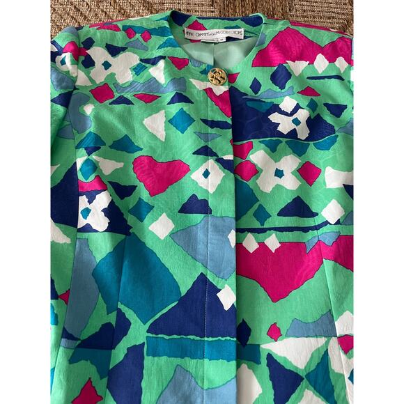 Vintage Anne Crimmins for Umi Collections 1980s Abstract Print Blazer SZ 10 - Picture 2 of 9